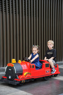 Kids Ride-On Train for Backyard Fun – Battery Powered W/Magic Cars® Remote Control, Real Steam Stack, MP3 & Working Caboose (Ages 1–10)