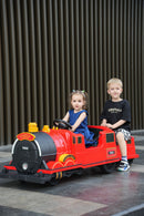 Kids Ride-On Train for Backyard Fun – Battery Powered W/Magic Cars® Remote Control, Real Steam Stack, MP3 & Working Caboose (Ages 1–10)