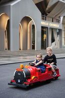 Kids Ride-On Train for Backyard Fun – Battery Powered W/Magic Cars® Remote Control, Real Steam Stack, MP3 & Working Caboose (Ages 1–10)