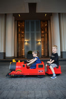 Kids Ride-On Train for Backyard Fun – Battery Powered W/Magic Cars® Remote Control, Real Steam Stack, MP3 & Working Caboose (Ages 1–10)