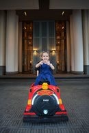 Kids Ride-On Train for Backyard Fun – Battery Powered W/Magic Cars® Remote Control, Real Steam Stack, MP3 & Working Caboose (Ages 1–10)