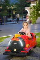 Kids Ride-On Train for Backyard Fun – Battery Powered W/Magic Cars® Remote Control, Real Steam Stack, MP3 & Working Caboose (Ages 1–10)