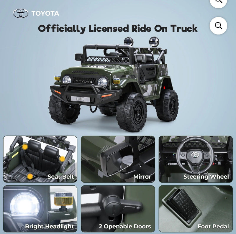 Kids Electric Ride-On FJ Cruiser Truck 12V with 7Ah Battery and Remote Control Magic Cars 6