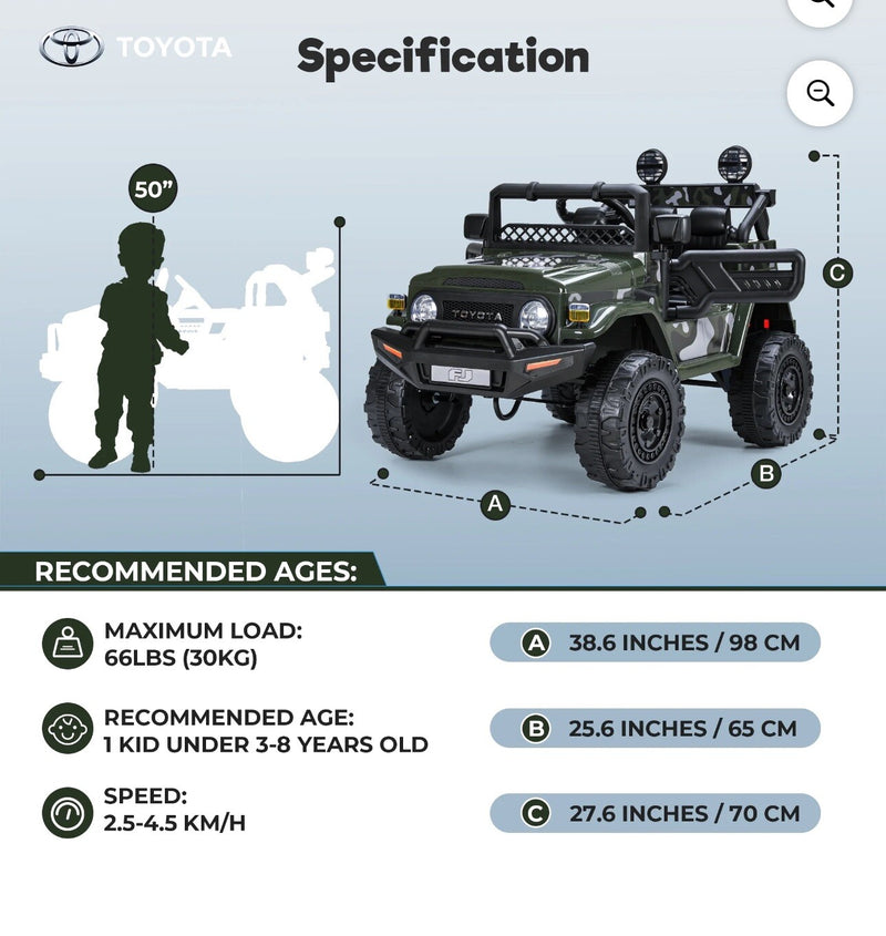 Kids Electric Ride-On FJ Cruiser Truck 12V with 7Ah Battery and Remote Control Magic Cars 8