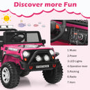Honeyjoy Pink Electric Ride-On Truck for Kids with Remote Control and Lights