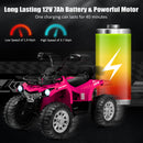 Pink 12V Electric ATV Quad for Kids with 2 Speed Settings, MP3 Player, and Headlights