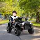 12V Black Electric Ride-On Truck for Kids with Remote Control, Lights, and Music