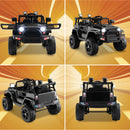 12V Black Electric Ride-On Truck for Kids with Remote Control, Lights, and Music