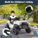 12V White Electric Ride-On Truck for Kids with Remote Control, Lights, and Music