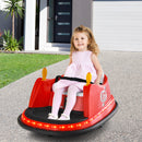 Red 12V Kids Ride-On Bumper Car with 360° Spin and Remote Control