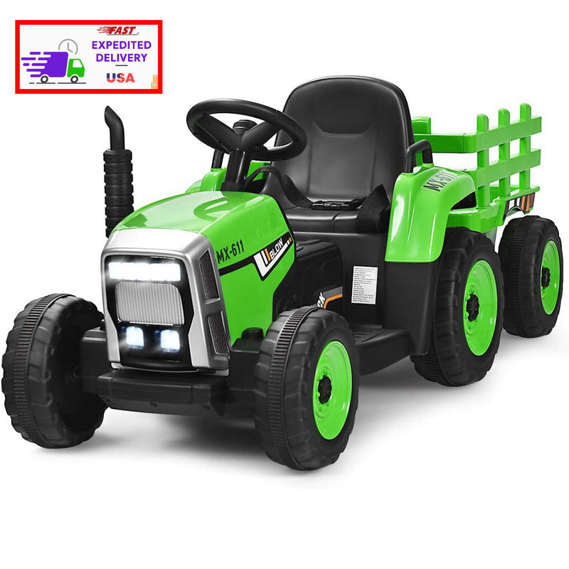 12V Kids' Electric Tractor with Detachable Trailer, USB Charging, 7 LED Lights, Remote Control Magic Cars Variant 0