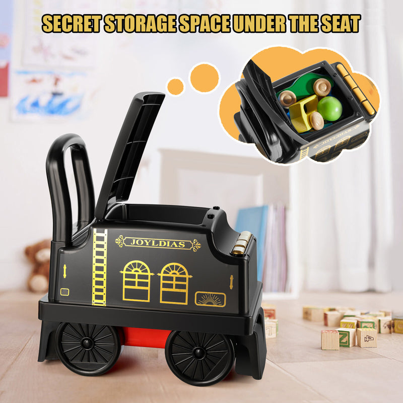 Ride-On Train Carriage with Songs, Stories, Storage, and Handle - Black/Blue Magic Cars 2