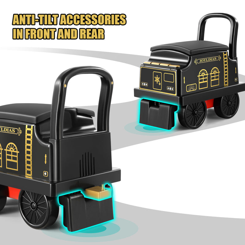Ride-On Train Carriage with Songs, Stories, Storage, and Handle - Black/Blue Magic Cars 4