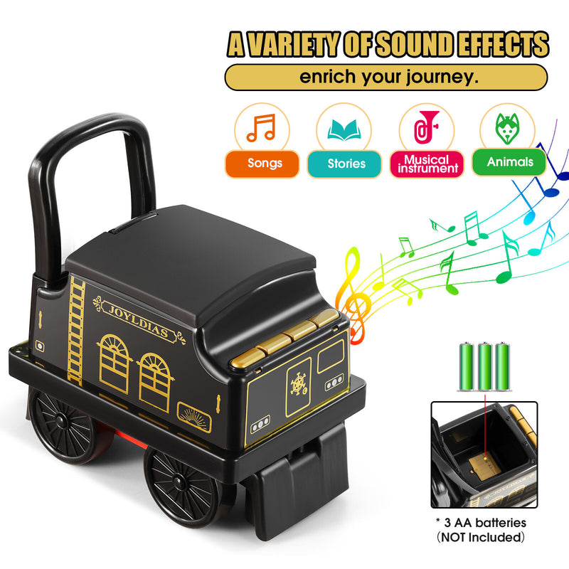 Ride-On Train Carriage with Songs, Stories, Storage, and Handle - Black/Blue Magic Cars Variant 0