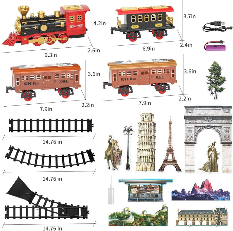 Train Set for Kids and Toddlers Ages 3-5 with Steam Engine, Cargo Car, and Long Train Magic Cars 5