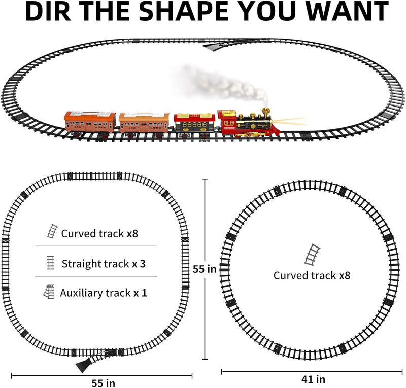 Toddler Train Set with Steam Engine, Cargo Car, and Extended Track for Ages 3-5 Magic Cars 1