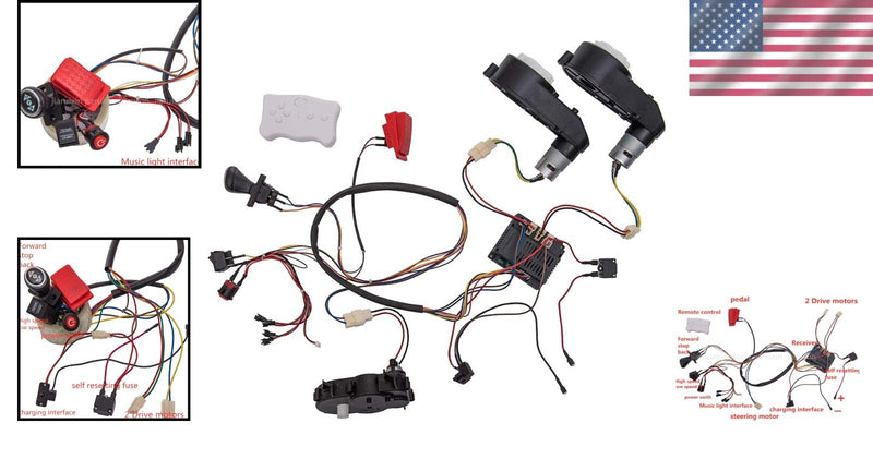12V Ride-On Car Modification Kit with Wiring and Motors for Kids Magic Cars 1