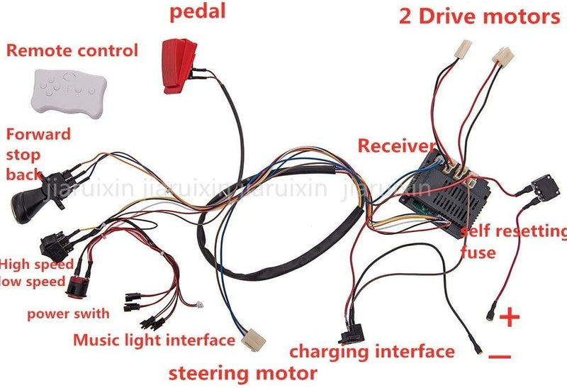 12V Ride-On Car Modification Kit with Wiring and Motors for Kids Magic Cars 3