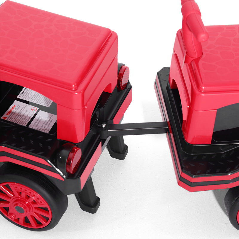 12V Two-Seater Electric Ride-On Train for Kids with Music and Lights, Red/Blue Magic Cars 11