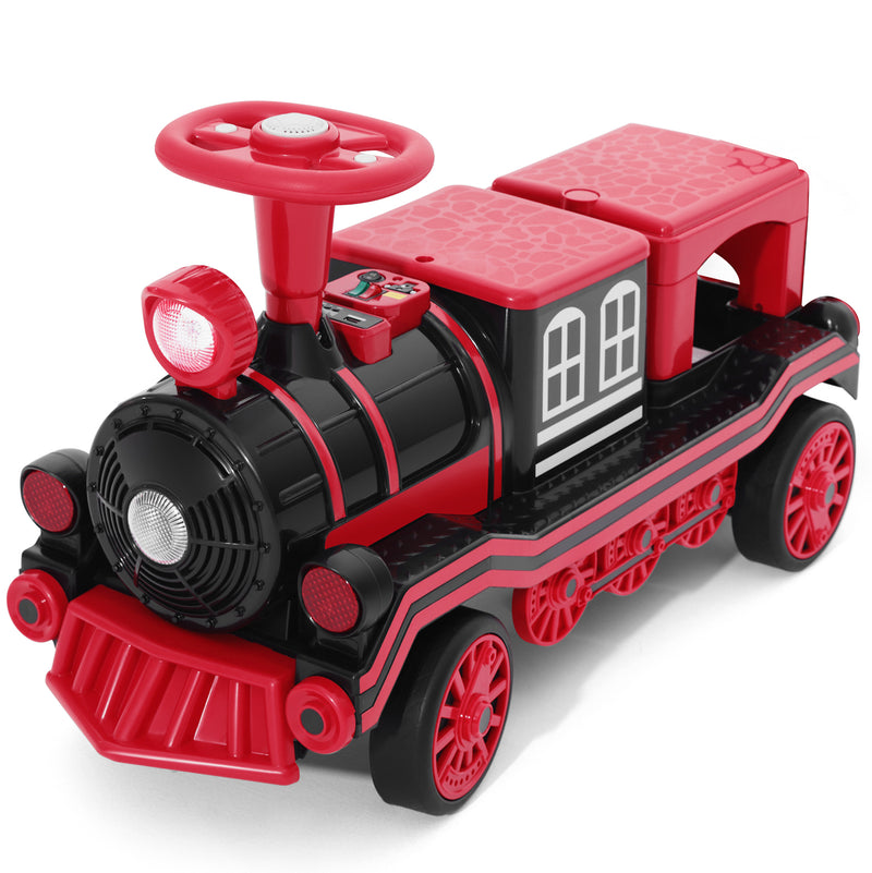 12V Two-Seater Electric Ride-On Train for Kids with Music and Lights, Red/Blue Magic Cars 22