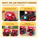 12V Two-Seater Electric Ride-On Train for Kids with Music and Lights, Red/Blue Magic Cars 6