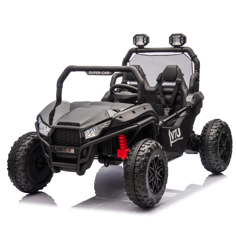 Two-Seater Kids Ride-On with Parental Remote Control, Rear Searchlight, and Bluetooth MP3 for Ages 3+ Magic Cars 2
