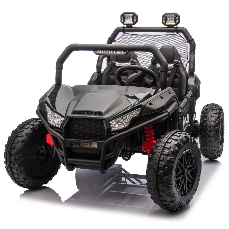 Two-Seater Kids Ride-On with Parental Remote Control, Rear Searchlight, and Bluetooth MP3 for Ages 3+ Magic Cars 4