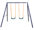 2-Station Outdoor Swing Set with Dual Swings for Children Magic Cars 0