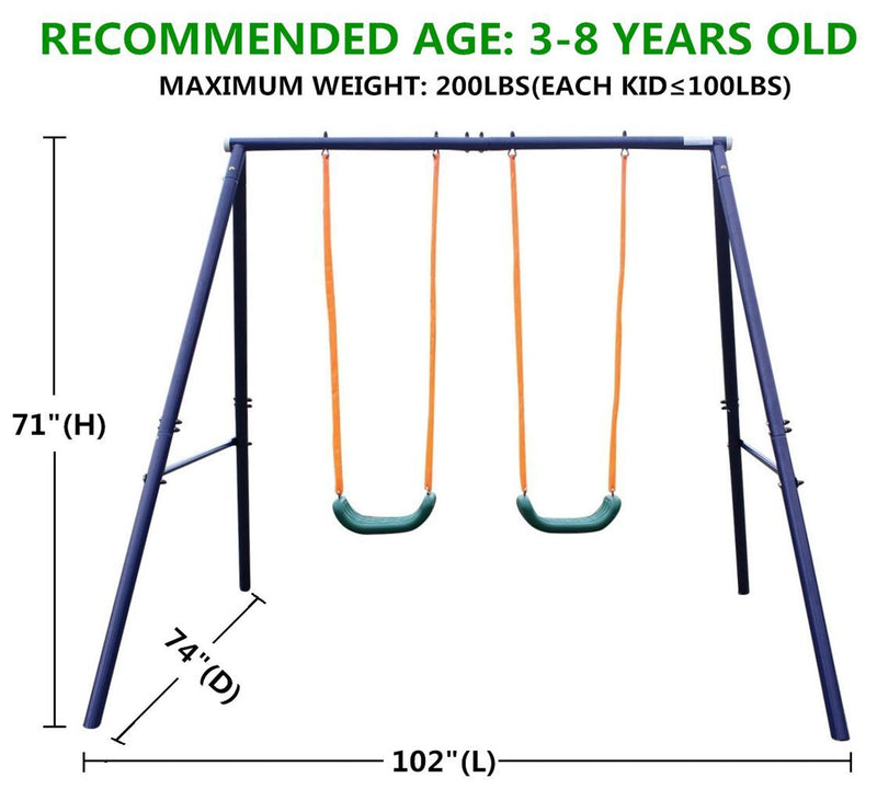 2-Station Outdoor Swing Set with Dual Swings for Children Magic Cars 1