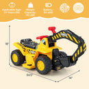 6V Electric Ride-On Excavator Toy Tractor for Kids with Storage and Basketball Hoop
