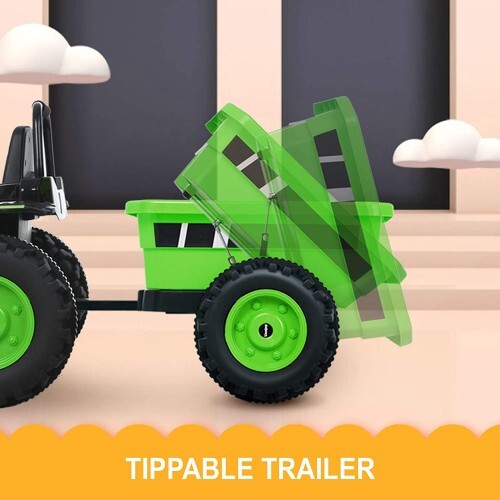 6V Kids Ride-On Tractor with Remote Control, Music, Horn, and Wagon Trailer Magic Cars 4