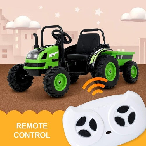 6V Kids Ride-On Tractor with Remote Control, Music, Horn, and Wagon Trailer Magic Cars 5