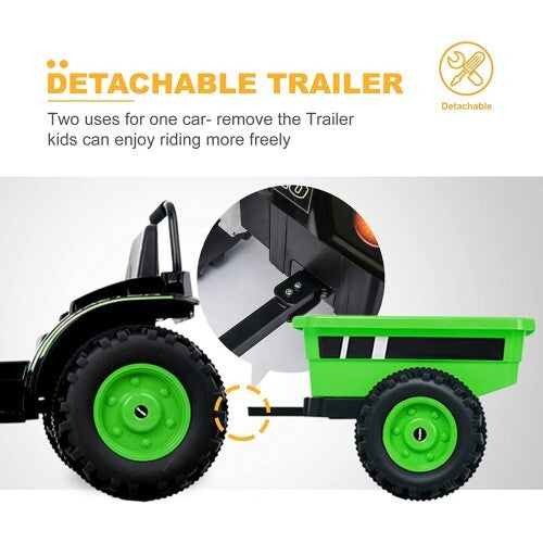 6V Kids Ride-On Tractor with Remote Control, Music, Horn, and Wagon Trailer Magic Cars 6
