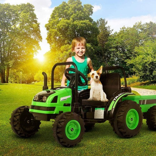 6V Kids Ride-On Tractor with Remote Control, Music, Horn, and Wagon Trailer Magic Cars 7