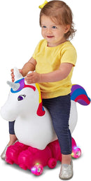 Inflatable Unicorn Ride-On Toy with Light-Up Roller Skates for Toddlers Ages 1-3 Magic Cars 3