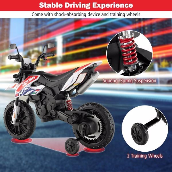 12V Electric Kids Dirt Bike with Training Wheels and Music for Off-Road Riding Magic Cars 1