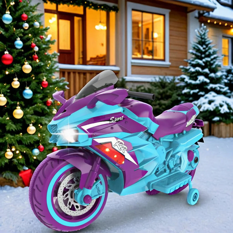 12V Electric Kids Ride-On Dirt Bike with Training Wheels in Mixed Colors Magic Cars 1