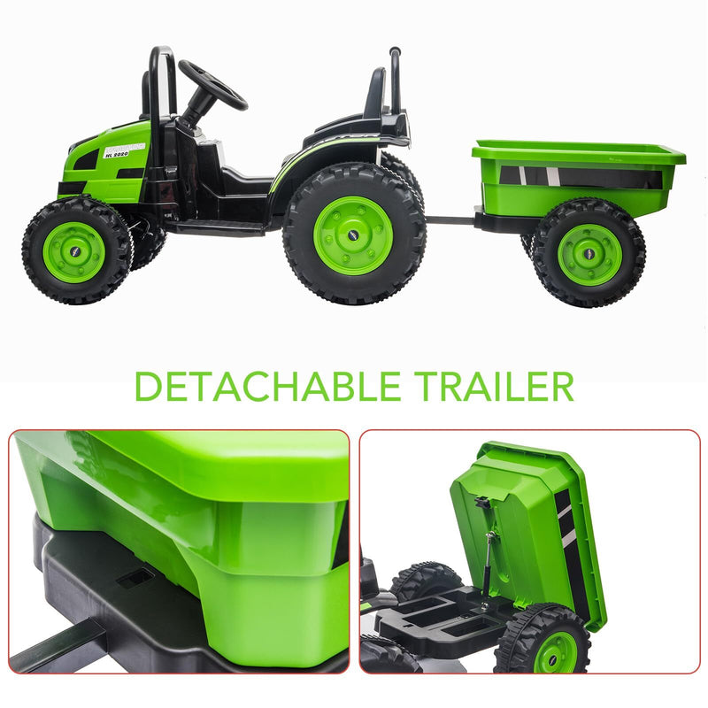 12V Electric Kids Ride-On Tractor with Trailer and Remote Control Magic Cars 16