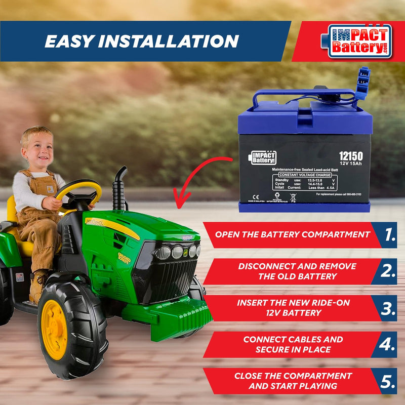 Upgraded 12V Replacement Battery for Peg Perego John Deere Tractor Ride-On Toy Magic Cars 5