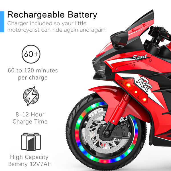 12V Electric Kids Ride-On Dirt Bike with 3 Wheels and Built-In Music Magic Cars 19