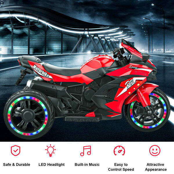 12V Electric Kids Ride-On Dirt Bike with 3 Wheels and Built-In Music Magic Cars 20