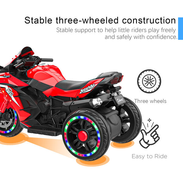 12V Electric Kids Ride-On Dirt Bike with 3 Wheels and Built-In Music Magic Cars 22