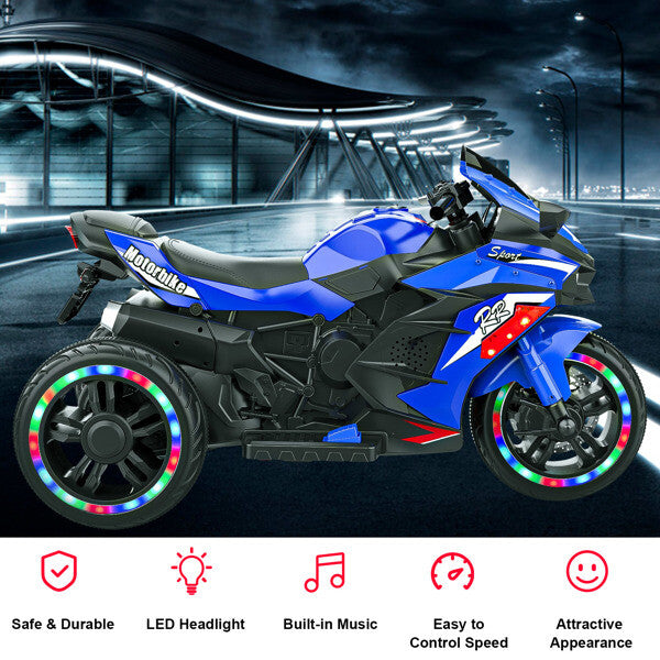 12V Electric Kids Ride-On Dirt Bike with 3 Wheels and Built-In Music Magic Cars 9