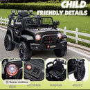 uRideOn Black Kids Electric Ride-On Jeep with Remote Control and Bluetooth Lights Magic Cars 2