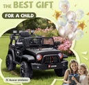 uRideOn Black Kids Electric Ride-On Jeep with Remote Control and Bluetooth Lights Magic Cars 3