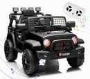 uRideOn Black Kids Electric Ride-On Jeep with Remote Control and Bluetooth Lights Magic Cars Variant 0