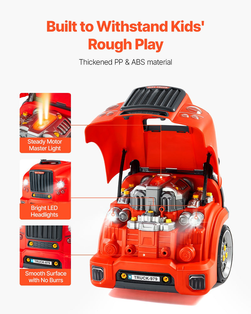 Kids Mechanical Car Repair Toy Set with Removable Engine Parts, Red Magic Cars 5