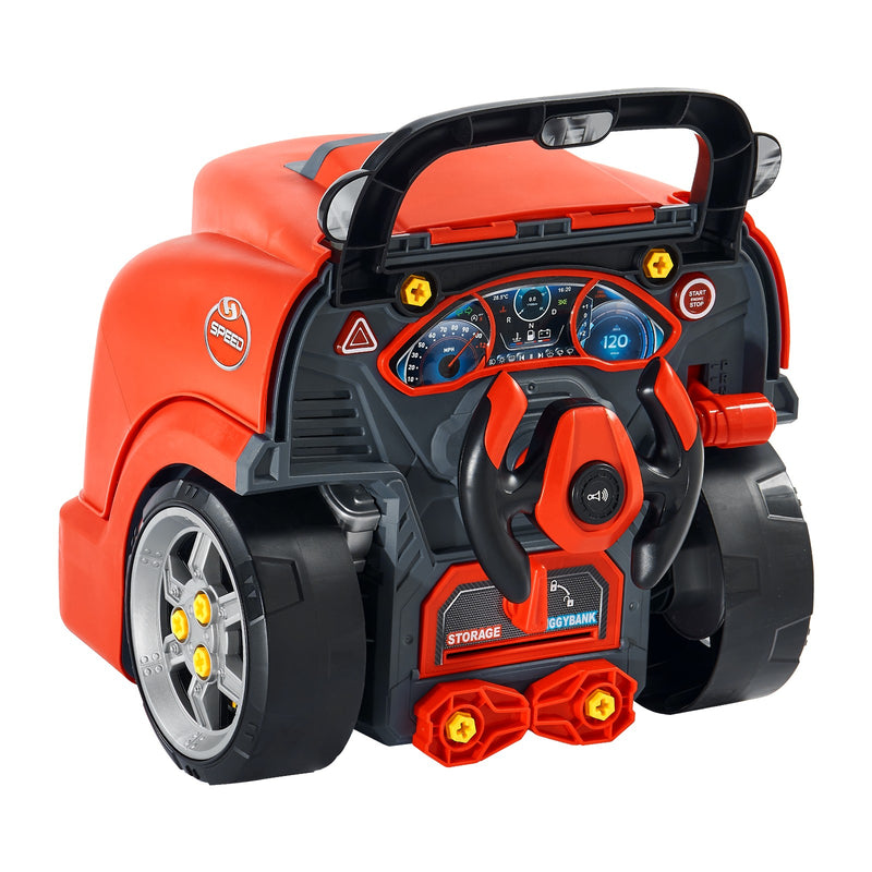 Kids Mechanical Car Repair Toy Set with Removable Engine Parts, Red Magic Cars 9