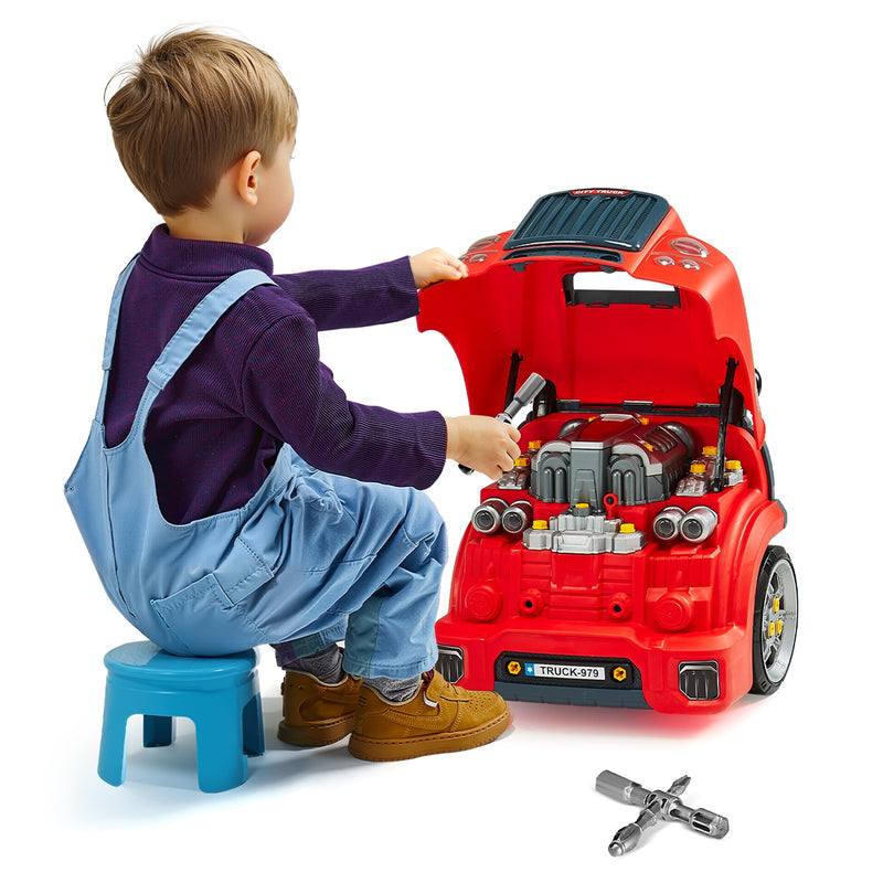 Kids Mechanical Car Repair Toy Set with Removable Engine Parts, Red Magic Cars Variant 0