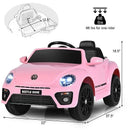 Electric Pink Kids Ride-On Car with Remote Control, Volkswagen Beetle Style Magic Cars 3